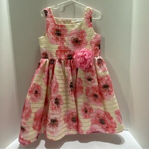 Sweet Heart Rose Girls Sz 6 Pink Floral Party Dress Rosette Flower & Bow Easter